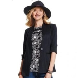 Cabi style 3026 Turner Collarless black Blazer size 10